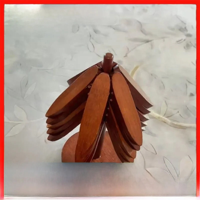 ✨Natural Tree Trivet Set - 5 Wooden Trivets & 1 Stand Like a Christmas Tree